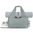 Gym Bag Womens with Shoes Compartment and Wet Pocket Yoga Mat Bag Large with Adjustable Mat Strap Weekend Overnight Tote, Celadon
