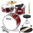 Pyle Drum Set for Kids Age 5-7, 3 Piece Beginner Junior Drummer Kit w/Adjustable Padded Seat & Lightweight Drumsticks