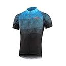 BERGRISAR Camiseta de Ciclismo de Manga Corta para Hombre, 3+1 Bolsillos con Cremallera - 8006 Azul - L
