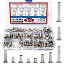 200pcs Phillips Chicago Screws Silvery Binding Screw Posts, Photo Albums Scrapbook Extension Screws Assorted Kit, 10 Sizes For Wallet Belt Saddle Leather Repair M5 X 5/6/8/10/12/15/18/20/25/30mm