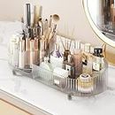 Rotating makeup organizer,Large Capacity Cosmetic Display Case, easy to hold all of your makeup products, at least 20 makeup brushes/eyeliner,10 lipsticks,8 skincare products(Crystal Clear)