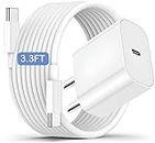iPhone 15 Fast Charger and 3.3Ft Type C to C Cable Cord Long, 20W USB C Charging Block for Apple iPhone 15 Plus/15 Pro Max/iPad Pro Wall Plug Power Adapter Cube Brick 12.9/11 inch/Air 4th/6 Gen/Mini