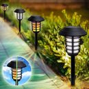 2 Pcs Bell Howell Waterproof Solar Pathway Garden Outdoor Lights Flame And White