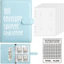 100 Envelope Challenge Budget Planner $5,050 Money Saving Cash Book gift - Blue
