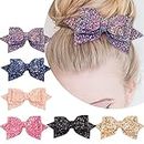Yeaplike 5 Inch Glitter Hair Bows Boutique Hair Clips-6Pcs Multi Color Glitter Sequins Big Hair Bows For Baby Girls Teens Toddlers