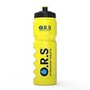 O.R.S Hydration Official Sports Reusable Water Bottle, for Kids or Adults, BPA-Free Drinking Bottle with Transparent Measuring Strip & Sports Cap, Leak Proof, 750ml, Yellow