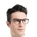 OCCI CHIARI Reading Glasses For Men 1.25 Square Spring Hinge Designer Readers 1.0 1.25 1.5 1.75 2.0 2.25 2.5 2.75 3.0 3.5 4.0 (Black, 1.25)