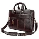 Hard Craft PU Leather Formal Office Sleeve Bag For 15.6 inch Laptop INoteBook Notepad MacBook Tablets Briefcase Messenger Bag for Men Women With Detachable Shoulder Straps (Brown)