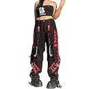 MAEHARRT Women Y2K High Waisted Jeans Gothic Baggy Gothic Cargo Jeans Wide Straight Leg Punk Denim Pants Loose Trousers Streetwear, Black-g, Large