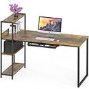 SHW 46 Inch Mission Desk with Side Shelf, Rustic Brown