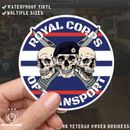 Pegatinas de vinilo impermeables Royal Corps of Transport diseño de tres cráneos