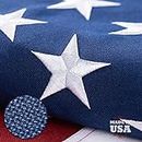 American Flag 3x5 Ft TearProof Series for Outside, 100% in USA, Longest Lasting, Super Tough Fade Resistant Spun Polyester, High Wind US Outdoor Flags Embroidered Stars, Sewn Stripes, Brass Grommets