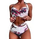 Aboser Prime Deal Swimming Suits for Women Cutout High Waisted Swimwear Sexy Push Up Tankini Swimsuit Front Tie Knot Bathing Suit Plus Size Tankini Swimsuits for Women