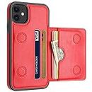 LakiBeibi Case for iPhone 11 Case with Card Holders, Dual Layer Lightweight Slim Leather iPhone 11 Wallet Case Flip Folio Magnetic Lock Protective Case for Apple iPhone 11 6.1 Inch (2019), Red