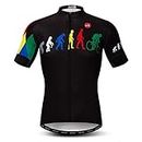 Cycling Jersey Mens Bike Tops MTB Jersey Zip Mountain Road Clothing Bicycle Riding top Breathable Summer Pro Team Sports Racing Cycle Jersey for Male Sportswear Polyester Black Size L