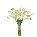 Mandy's 20pcs White Fake Flowers Artificial Calla Lily Silk Flowers 13.4" for Mother's Day Easter Home Kitchen & Wedding