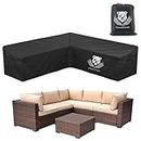 ClawsCover Patio V-Shaped Sectional Sofa Covers Waterproof Outdoor Furniture Protector Heavy Duty Garden Couch Cover,2 Air Vents,6 Windproof Straps,100" L (on Each Side) x 33.5" D x 31" H