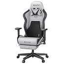 AutoFull C3 Gaming Chair Ergonomic Office Chair with 3D Bionic Lumbar Support, Racing Style Premium PU Leather Computer Chair Gamer Chairs with Footrest and Headrest,Gray,(3-Years Warranty)
