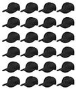 Gelante Bulk Plain Blank Baseball Caps Adjustable Back Strap., Black, One Size