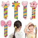 PALAY® 5pcs Wire Hair Bands for Girls Kids Braided Spiral Hair Ties Cute Cartoon Ponytail Maker Elastic Braids Hair Accessories for Girls