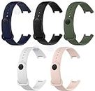 TechMount 2024 New Launch Soft Silicone Classic Combo Pack Of 5 Strap Bands for Redmi Band Pro Smart Band Only (BLACK- NAVY BLUE- GREEN- WHITE- BABY PINK)
