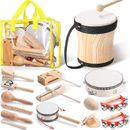 13 pc. Musical Instruments Set - Natural Wooden Musical Toys - Early Learning