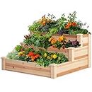 SogesHome 3-Tier Raised Garden Bed 46.9"x46.9"x21.3" Wood Planter Box Outdoor Elevated Gardening Box Flower Bed Box Planter Kit for Vegetable Fruits Patio Greenhouse