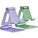 Nulaxy 2 Pack Dual Folding Cell Phone Stand, Fully Adjustable Foldable Desktop Phone Holder Cradle Dock Compatible with Phone 14 13 12 Pro Xs Xs Max Xr, All Phones, Purple&Green
