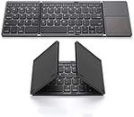 Foldable Mini Keyboard, Gimibox Pocket Size Portable Mini BT Wireless Keyboard with Touchpad for Android, Windows, PC, Tablet, with Rechargeable Li-ion Battery-Dark Gray