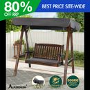 ALFORDSON Swing Chair Outdoor Furniture Wooden Garden Patio Canopy Charcoal