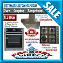 Kitchen Package 60cm Electric Wall Oven 4 Burner SS Gas Cooktop SS Rangehood