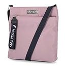 Nautica Women's Diver Nylon Small Crossbody Bag Purse with Adjustable Shoulder Strap Cross Body, Lilac Rose, One Size