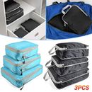 3Pcs Compression Packing Cubes Expandable Storage Travel Luggage Bags Organizer