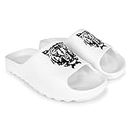 Pampy Angel Zig Zag Tigerr Men's Flip Flops Slides Back Open Household Comfortable Slippers White,8 (UK/India)
