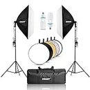 EMART Softbox Lighting Kit with Light Reflector, 24"x24" 1000W Photography Soft Box Continuous Light Set with Photo Studio Bulbs, Professional Camera Light Equipment for Video Recording, Filming