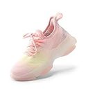 DREAM PAIRS Unisex-Child Slip-On Sneakers Kids Lightweight Jelly Sole Walking Shoes, Rainbow/Pink - 4 Big Kid (SDFS2303K)