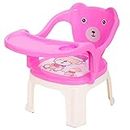 Vicky Plastic Small Baby Chair/Feeding Chair,Upto 20kgs,1-3 Years Safety Tray Chair/Eating/Toddlers Booster Chair/Portable High Chair for Kids (Pink)