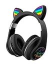 Samvardhan Cat Ear Wireless Bluetooth Unicorn Headphones with Built in Mic & FM for Kids (Black)