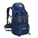 Bseash 50L Lightweight Water Resistant Hiking Backpack,Outdoor Sport Daypack Travel Bag for Climbing Camping Touring (Navy Blue - With Shoe Compartment)