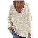 oelaio Women's Solid Color Knitwear Top Single Breasted Loose Sweater Cardigan Coat Beige