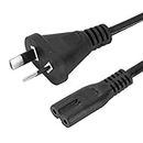 2m 2 Pin Core Figure 8 IEC-C7 AC Power Cord Cable Lead AU Plug (6.56ft) Notebook, Laptop, Monitor, Camera, Charger, Printer, PS5,PS4 etc (Black)