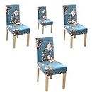 Styleys Dining Chair Covers Washable Elastic Chair Seat Case Protector, Slipcovers for Home, Kitchen, Party, Restaurant Set of 4 (SLMC160 Sky Blue Flower)