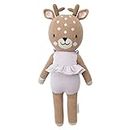 CUDDLE + KIND Violet The Fawn Hand-Knit Doll - 1 Doll = 10 Meals, Fair Trade, Heirloom Quality, Handcrafted in Peru, 100% Cotton Yarn Little - 13"