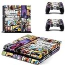 TCOS TECH PS4 Skin Protective Wrap Cover Vinyl Sticker Decals for Playstation 4 Fat Version Console and Dual Shock 4 Sticker Skins PS4 Fat Skin Console and Controller (GTA 5)