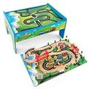 GLACER 80-Piece Train Table, Wooden Multipurpose Kids Activity Table with Railway Tracks, Trains, Cars, Reversible & Detachable Tabletop, DIY Design, Gift for Boys Girls, Multi-Color