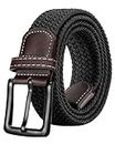 EsengNoyi Mens Braided Belt, Web Stretch Belts for Men Golf Black Elastic Belt (All Black, M - waist 34"-38")