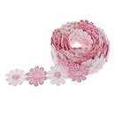 zalati Lace with Daisy Flower 3 Yards/ 108 inches Trims Embellishment for DIY Embroidered Sewing and Craft - White and Pink
