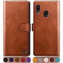 SUANPOT for Samsung Galaxy A20e case with [Credit Card Holder][RFID Blocking],PU Leather Flip Book Protective Cover Women Men for Samsung A20e Phone case Light Brown