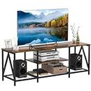 aboxoo TV Stand to 65 inch, Television Console Table with Open Storage Shelves,3-Tier Entertainment Center,for Living Room, Bedroom, Rustic Brown