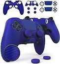 Foamy Lizard Eclipse PS5 Edge Controller Skin Combo Set | Dock Compatible, Protector Decals, Anti-Slip Soft Gel Silicone Cover, Faceplate Shell & Thumb Grips for Playstation 5 DualSense Edge (Blue)